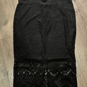 Express Black Lace Pencil Skirt